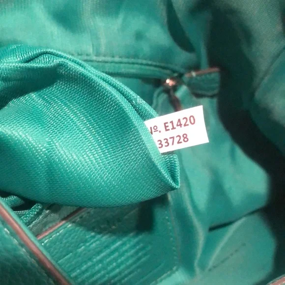 COACH Edie Green Leather Horse and Carriage Embossed Three Section Shoulder Bag - Picture 8 of 17